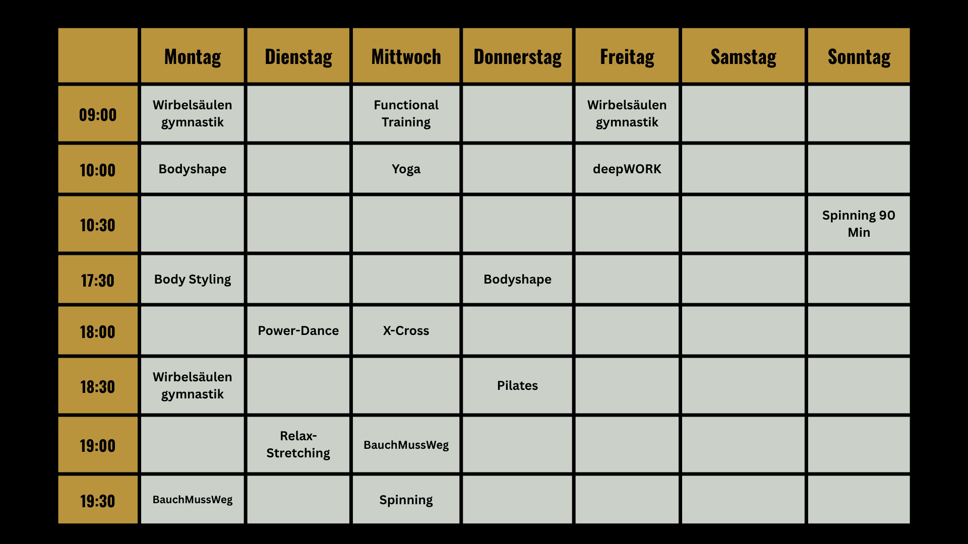 Kursplan ab Juni 2026 bei Area13 Sportsclub – dem Fitnessstudio in Ettenheim.